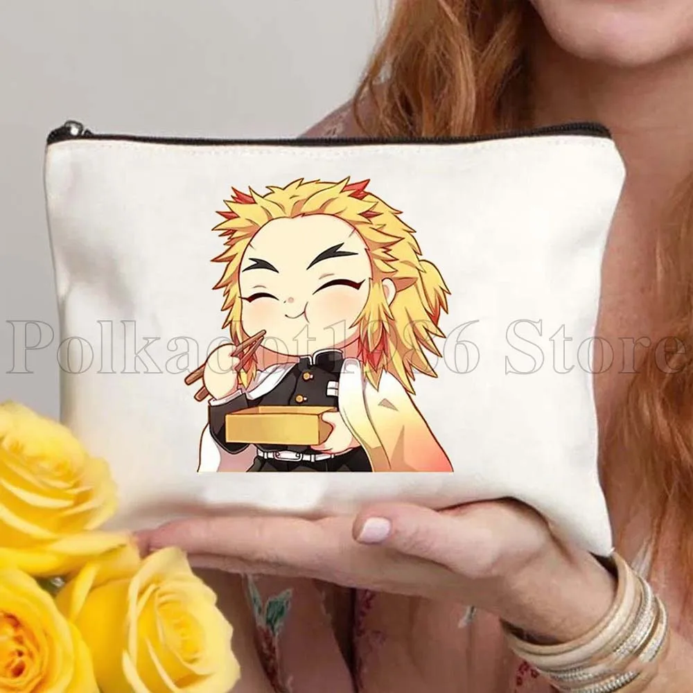 Sac en toile Demon Slayer Anime Kimetsu Nezuko Girl Inosuke, sacs à cosmétiques de voyage pour femmes, sac de rangement de toilette à la mode pour maquillage