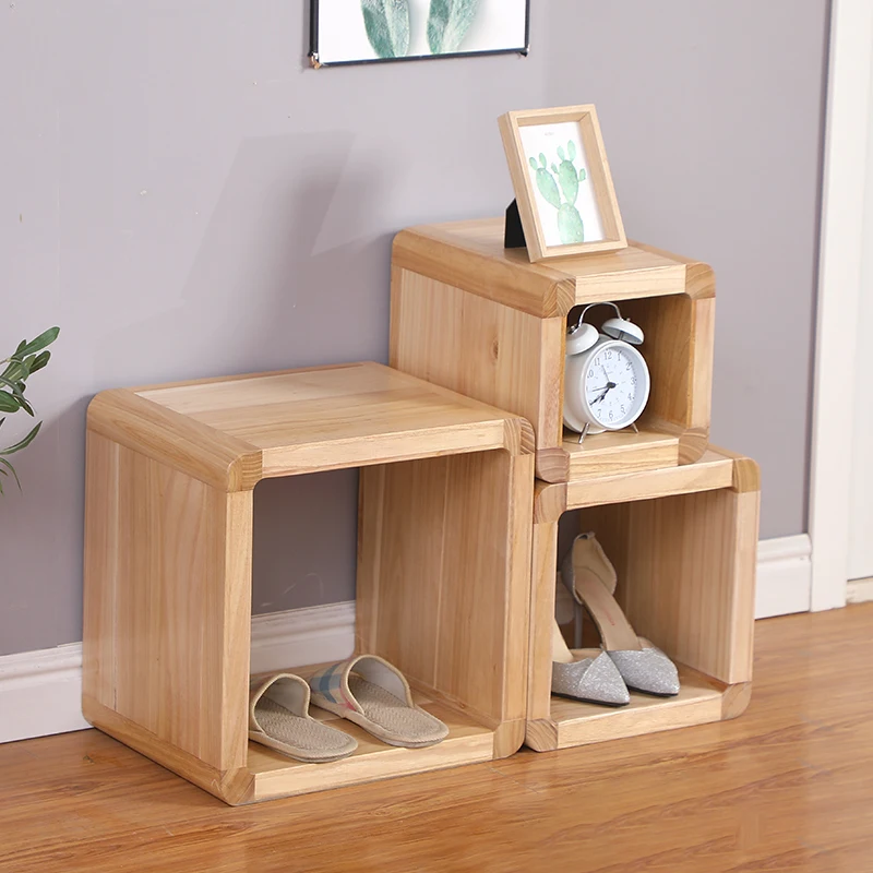 Solid Wood Semi-Enclosed Cat House Stool  Scratch-Resistant Pet Table  Breathable Shoe Bench  Minimalist Bedroom Bedside Cabinet