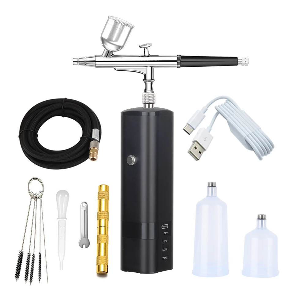 Hot Sell Cordless Airbrush Compressor Kit Very Convenient Wireless Makeup Nail Beauty Cake Double Action Spray Air Brush Pen