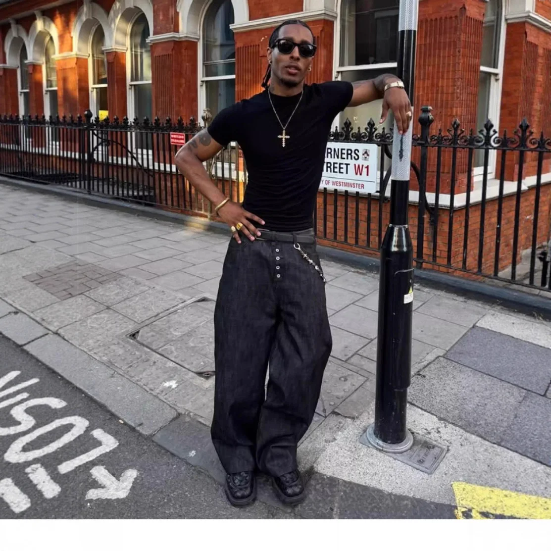 

No Faith Studios Heavy-duty Straight Sword with Red Edging and Red Tips Made of Pure Cowhide High Quality for Men's Jeans Pants