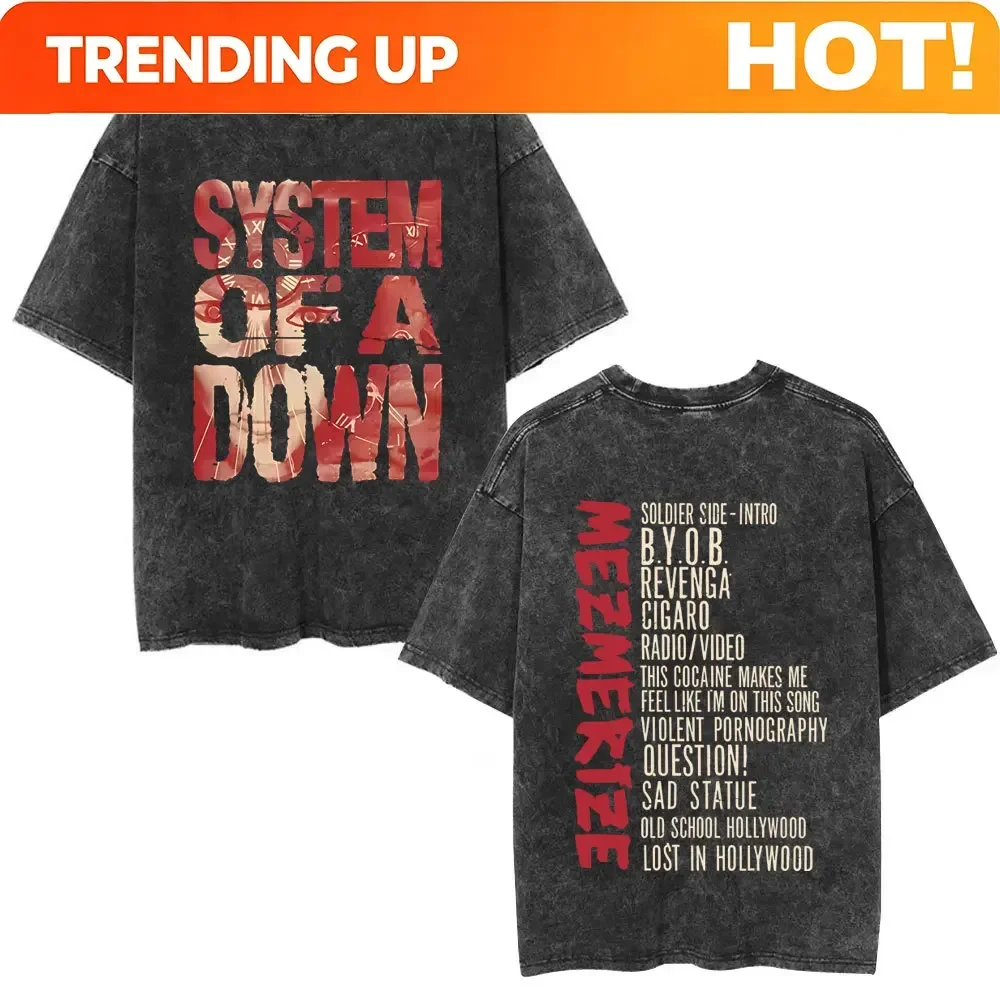 Customization Short Sleeved Round Neck Y2k Tshirt Men Clothing New In Top & Tees Mens T-Shirt Washed Vintage System Of A Down St