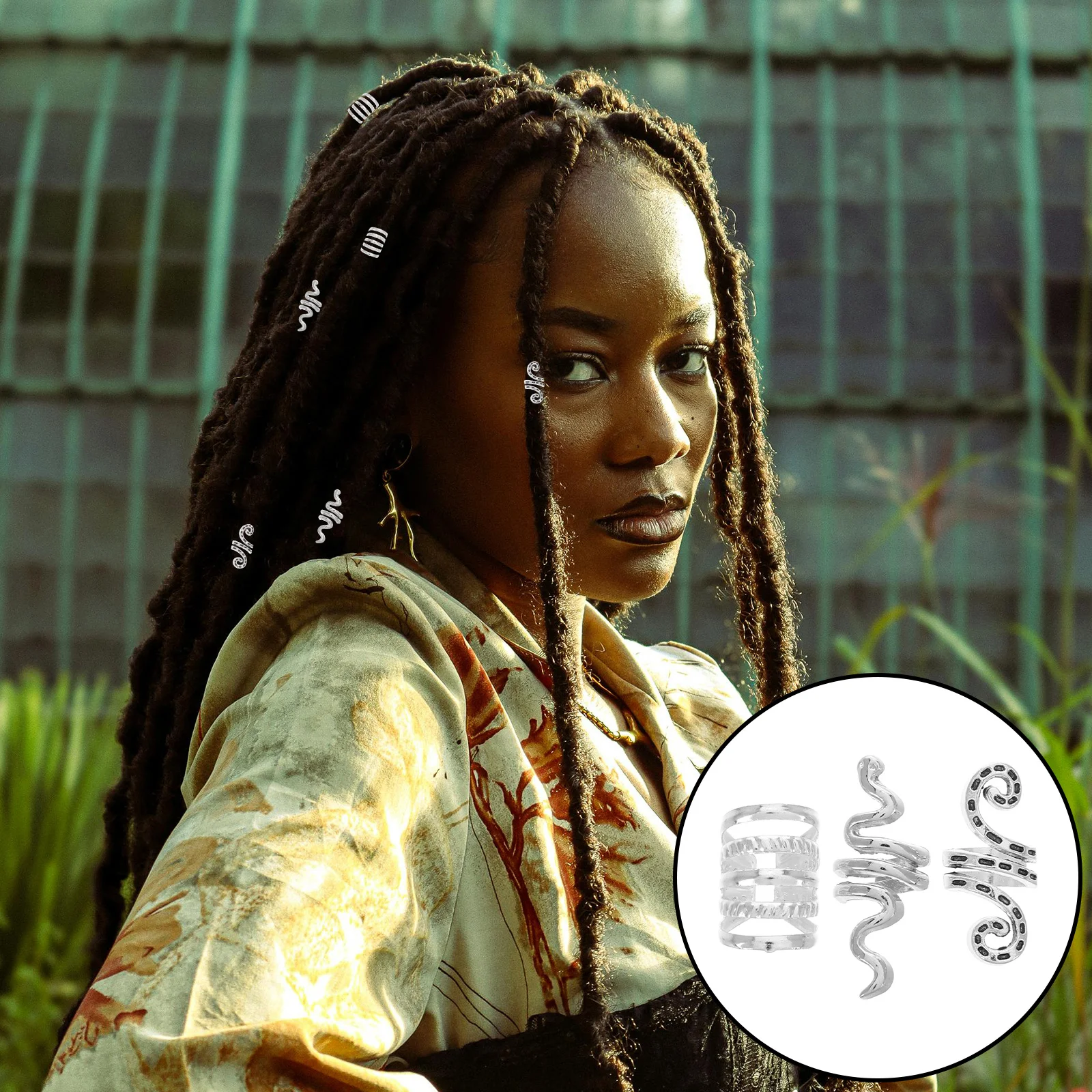 

20Pcs Hollow Vintage Spiral Dreadlock Hair Rings Hollow Design Durable Metal Hair Braid Jewelry Accessories for Weddings