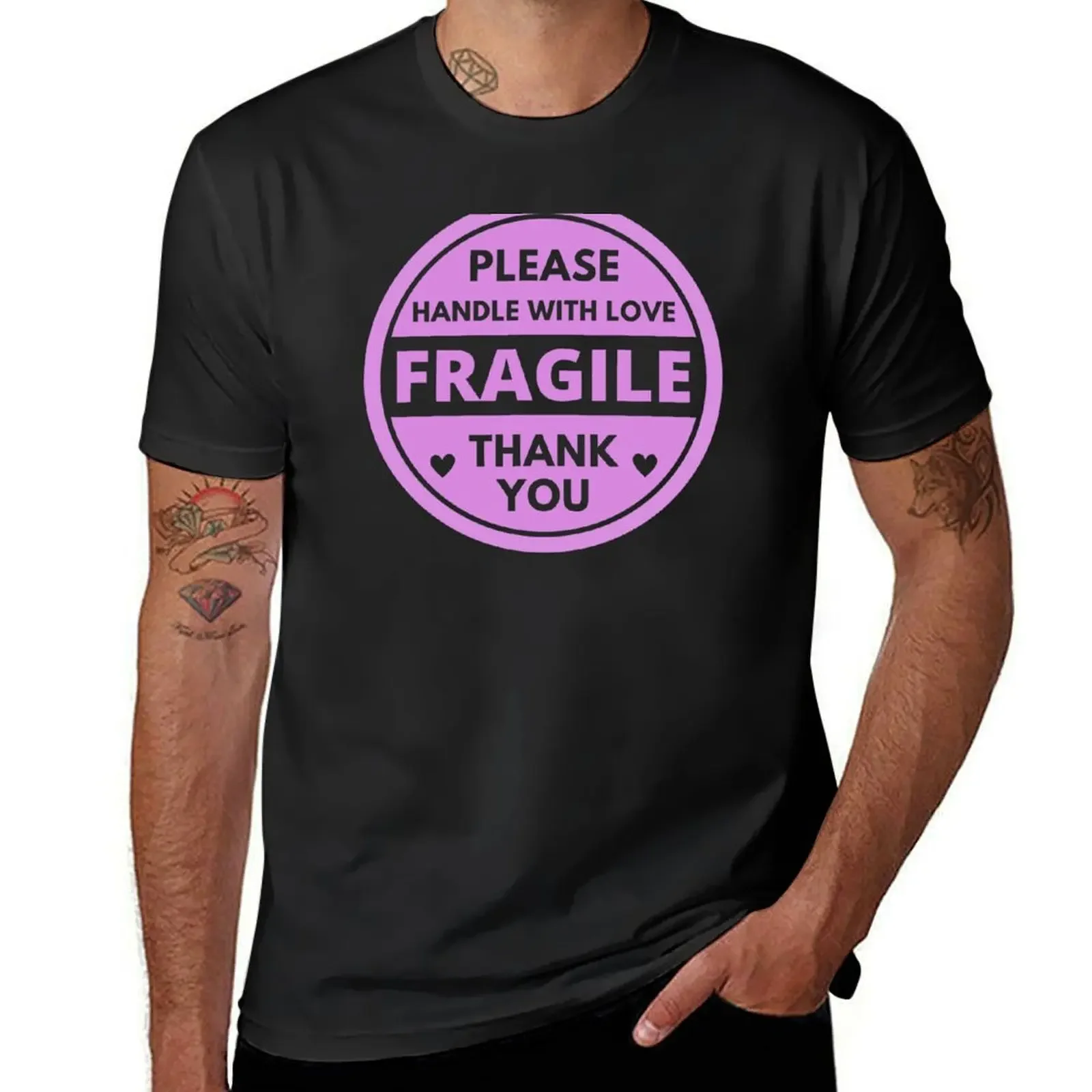 Fragile - Handle With Love T-Shirt cheap stuff plus sizes Short sleeve tee oversized T-shirt men