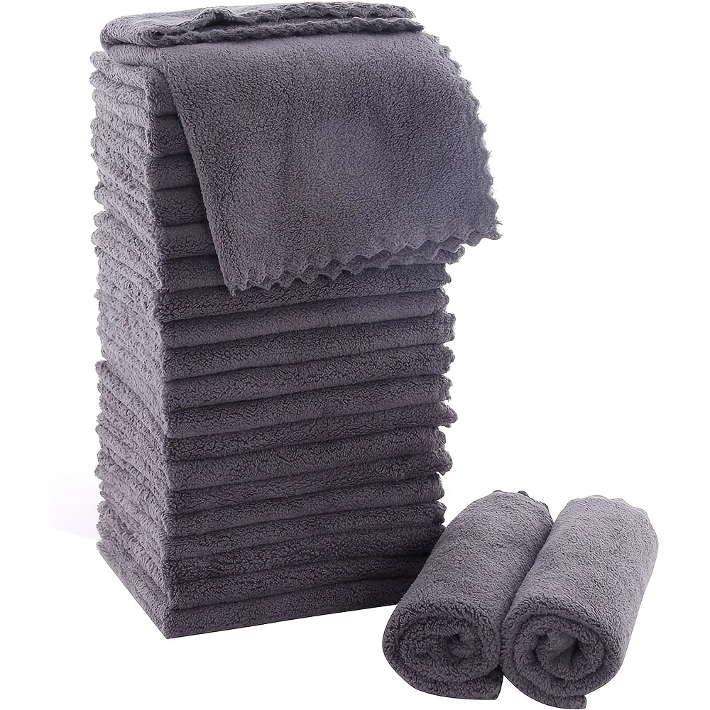 

24 pieces of ultra-soft premium coral fleece towels super absorbent,quick-drying and lint-free 12x12 inch multi-purpose bathroom