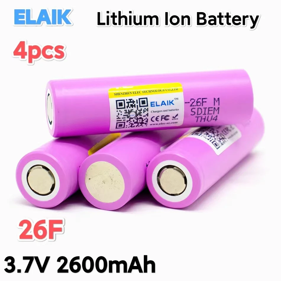 ICR18650 New Original 2600mAh 3.7V For Samsung 18650 26F Batteries Rechargeable Li-ion Battery For Flashlight