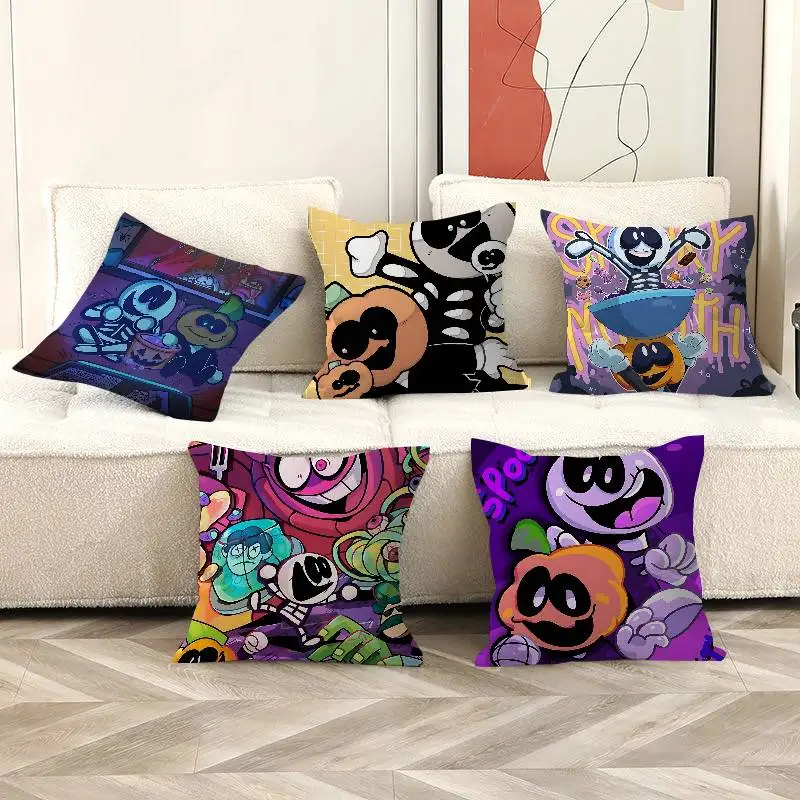 Anime S-Spooky M-Month Pillow Cushion Cover Pillowcase Living Room Sofa Home Decor Customized