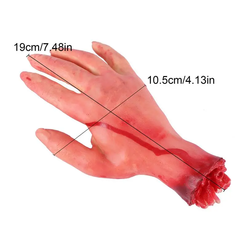 AB11 3X Life Size Fake Severed Hand Halloween Prop Bloody Horror Scary Prop Decor 19x10.5cm Latex Rubber for Haunted House Yard