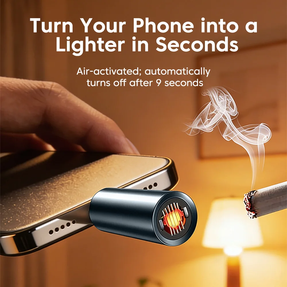 Mini Type C Cigarette Lighter Blow-to-Ignite Auto Shut-Off USB C Car Cigarette Lighter Adapter For iPhone 17 16 Type C Connector