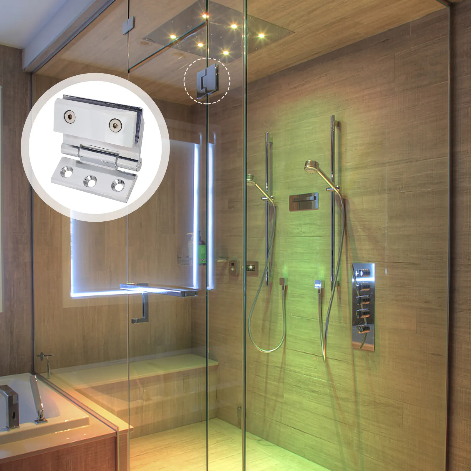 

1Set Shower Room Bathroom Door Hinge Zinc Alloy Glass Clamp Hinge Quiet Flexible Rust Proof for Wine Cabinet Wine Cabinet Clamp