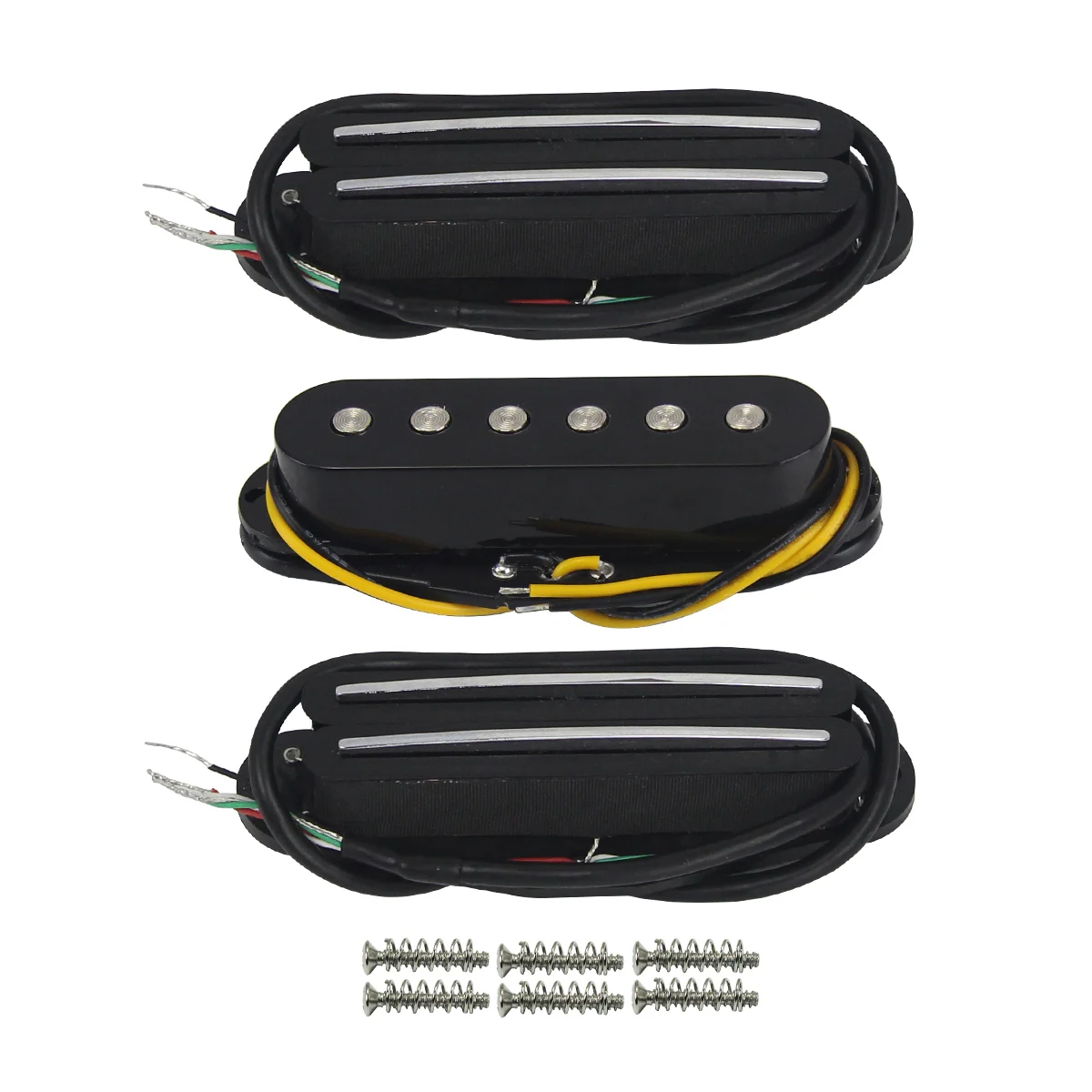 FLEOR 3pcs Ceramic Hot Dual Rails Pickup +Single Coil Pickup+Hot Dual Rails Pickup for ST SSS Electric Guitar Parts