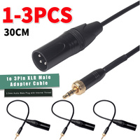 3.5mm Audio Male Plug with Internal Thread to 3Pin XLR Male Adapter Cable for Sony D12/D21 for Sennheiser Wireless Microphones