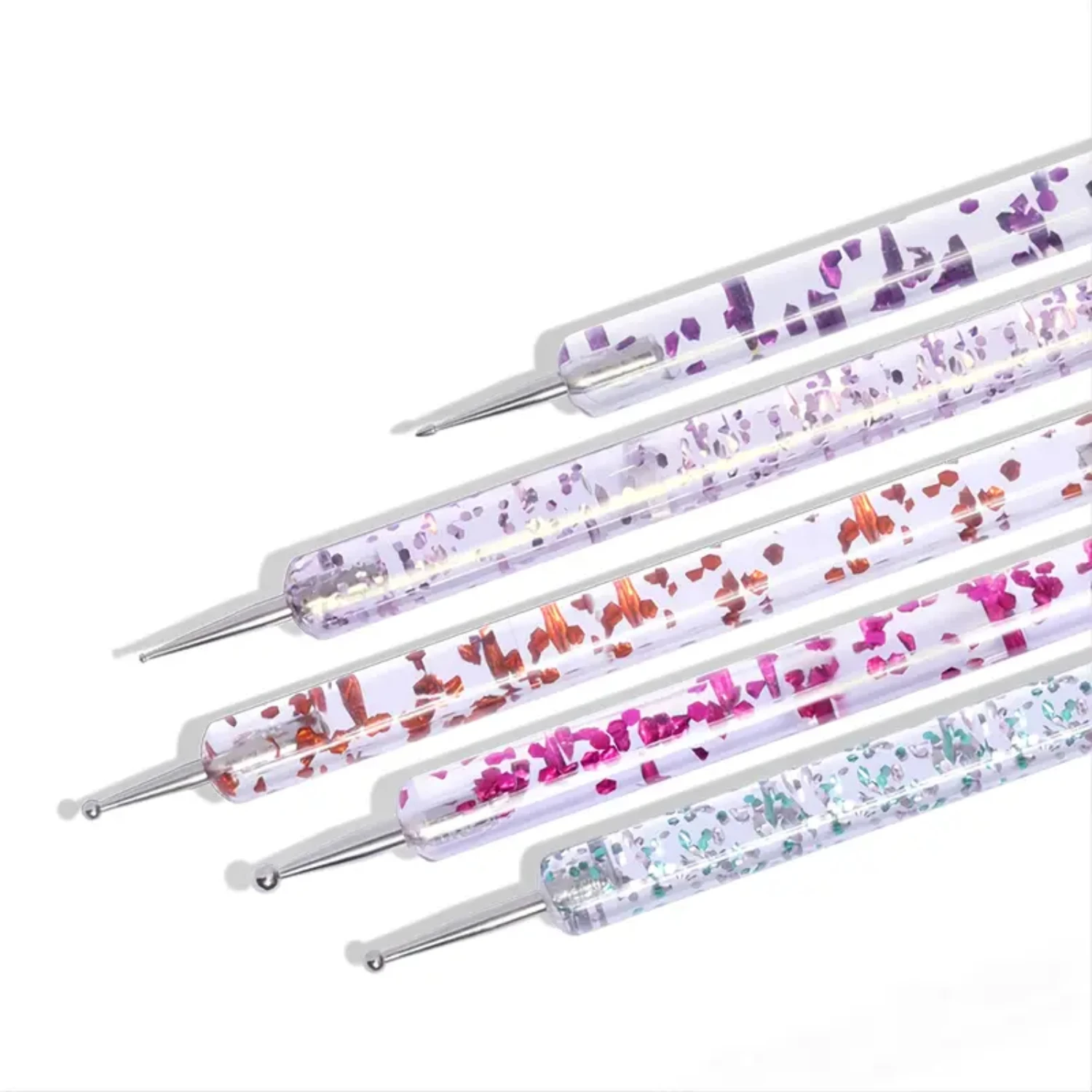 

Set of 5 Professional Dual-ended Nail Art Dotting Pens for Intricate Nail Designs, Drawing, Painting, and Rhinestone Application