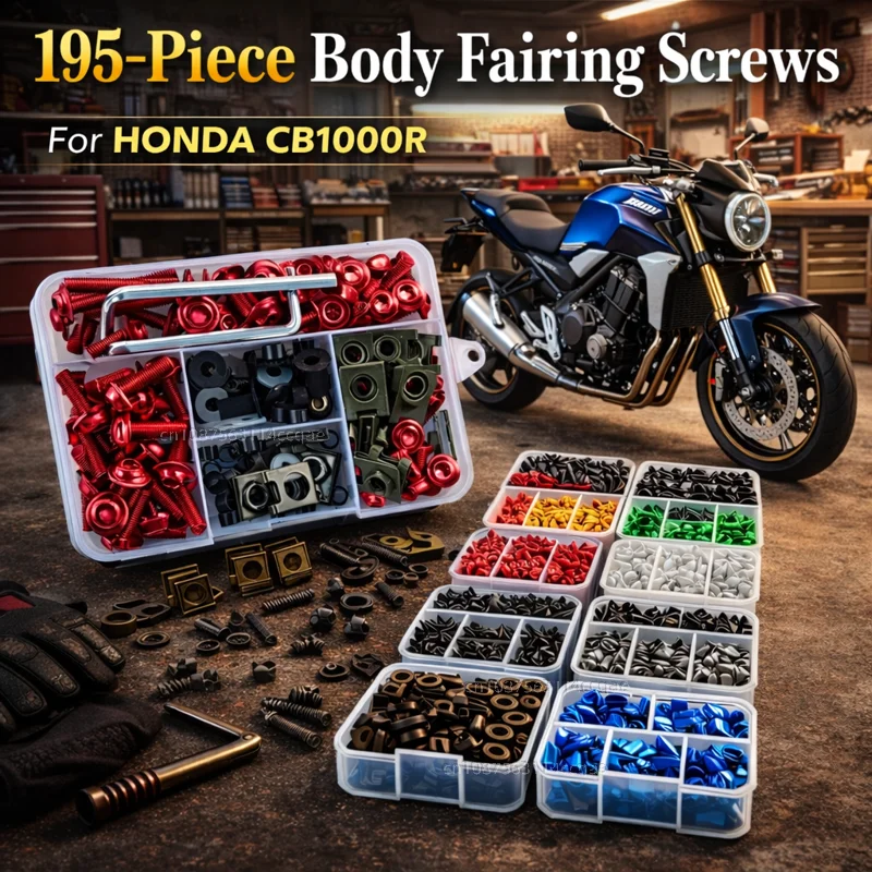 195pcs Motorcycle Fairing Bolts Body Screws Nuts For HONDA CB1000R CB 1000R 2009-2014 2015 2016 Kit Aluminum CNC Fasteners Clips