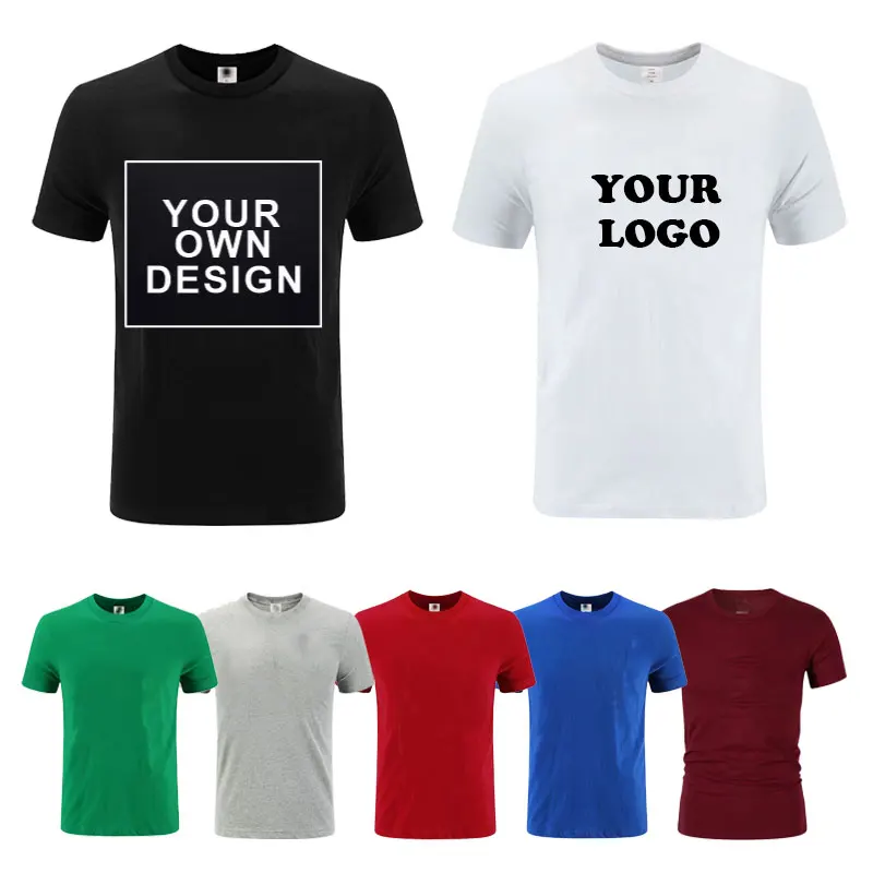 

Футболка из чистого хлопка с индивидуальным логотипом, 7 цветов, мужские и женские топы с принтом логотипа, индивидуальный дизайн, фирменный бренд XS-3XL