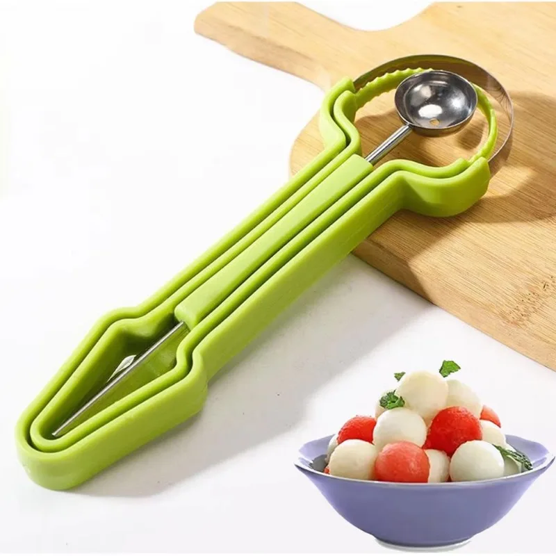 Melon Baller Scoop Set 4 In1 Fruit Cutters Shapes Watermelon Scooper Fruit Scooper and Baller Stainless Steel Fruit Carving Tool