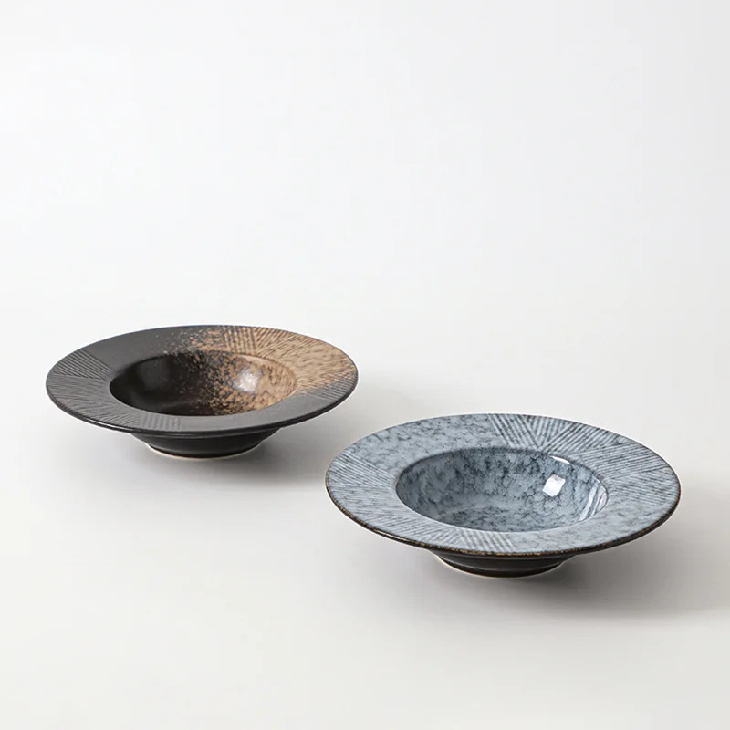 Twill straw hat plate Japanese-style izakaya cooking plate, multi-purpose soup plate, high-end ceramic plate