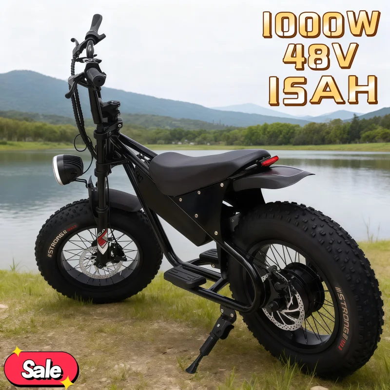 دراجة كهربائية ببطارية ليثيوم 48 فولت 15 أمبير، محرك قوي 1000 وات، سلامة رياضية نهائية ومتانة للبالغين