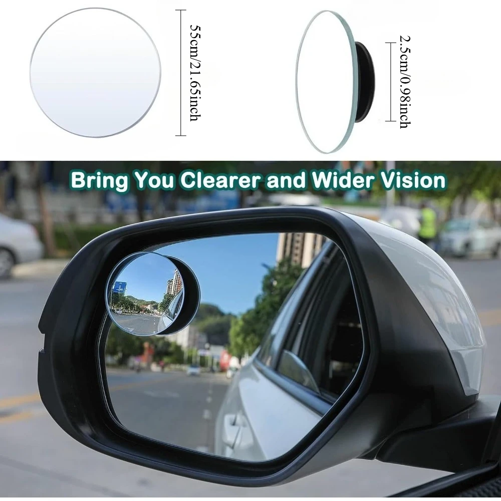 Car Blind Spot Rear View Mirror Wide Angle 360 Degree Adjustable Small Round Mirror Car Reverse Auxiliary Rearview Convex Mirror