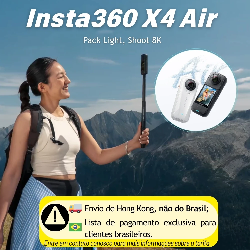 كاميرا Insta360 X4 Air 360 Action 8K 30fps خفيفة الوزن 165 جرام عدسة قابلة للاستبدال تثبيت حالة التدفق Insta 360 كاميرا أصلية #1