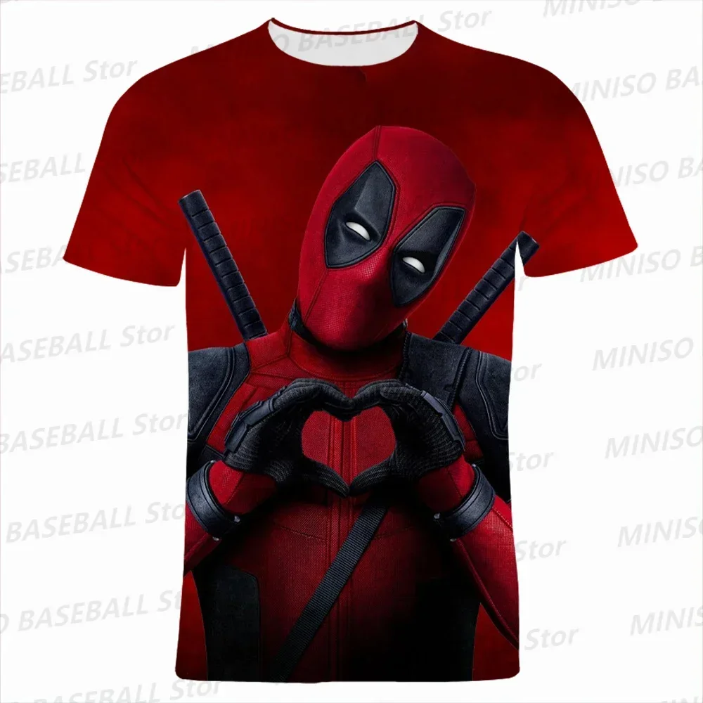 New Summer Marvel Universe Boys and Girls Deadpool Anime 3D Printed Streetwear Personality T-Shirt Kid/Adult Casual Fashion Top