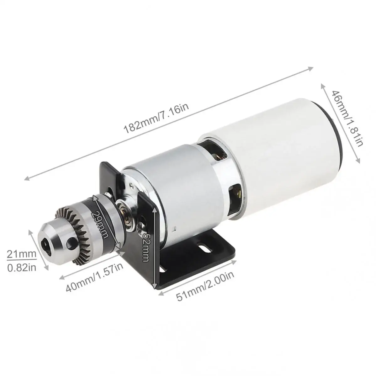 775 Motor 12V-24V Table Drill Positive Inversion Lathe Press Motor with B10 Drill Chuck and Mount Bracket for Milling  Machine