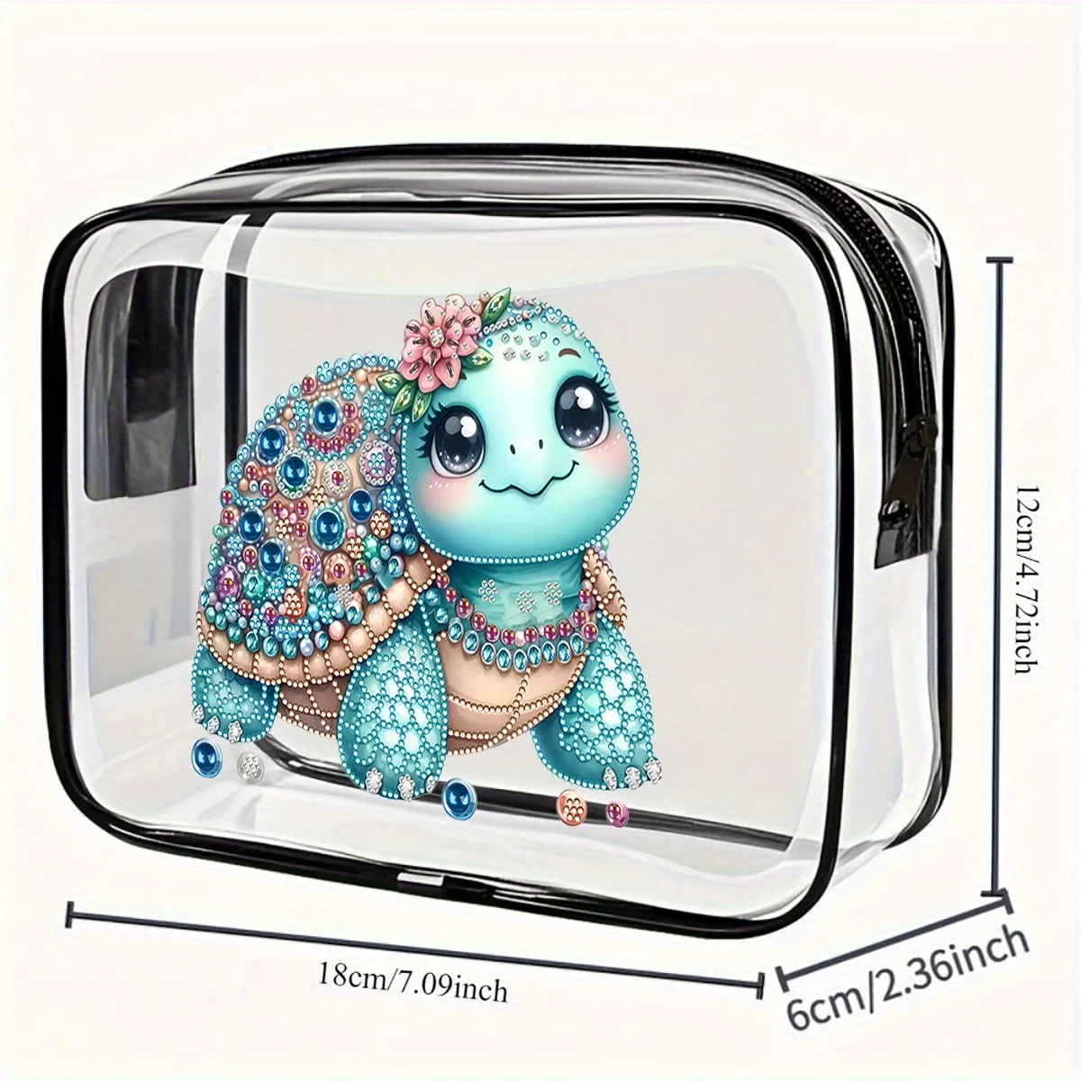 حقيبة أدوات الزينة للسفر من مادة PVC بنمط السلحفاة، تخزين متعدد الأغراض #3