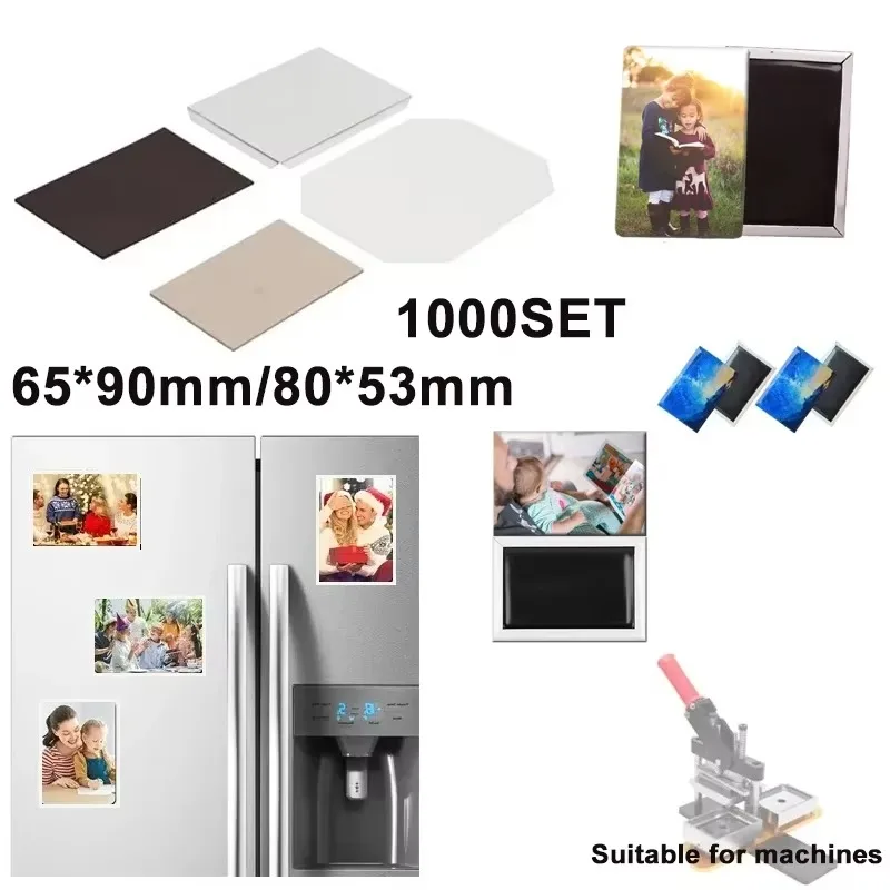 53x80mm /65x90mm 1000 Sets Rectangular Fridge Magnet Maker Machine Supplies for DIY Photo Refrigerator Button Press Consumables