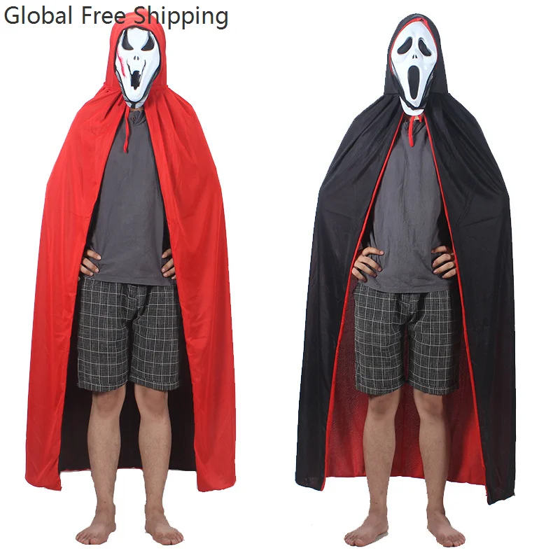 

Halloween Party Costume Demon Death Clothes Stage Performance Double Black And Red Cloak Cos Role Play Vampire Dress Coat 2025