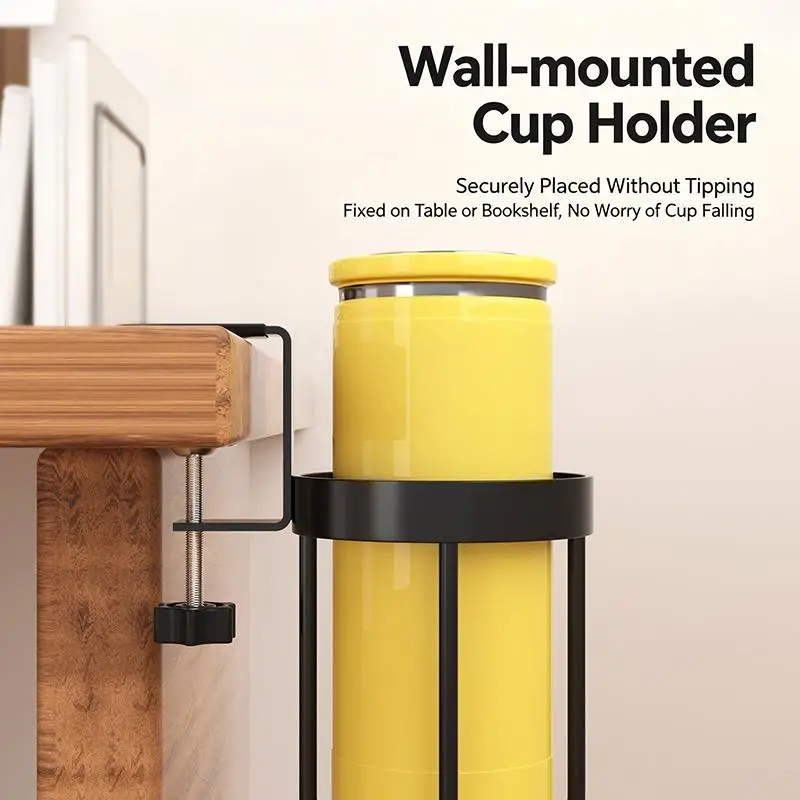 Fixed Clip Water Cup Holder for Office Desktop Sturdy Storage Attachment for Home and Work Desk