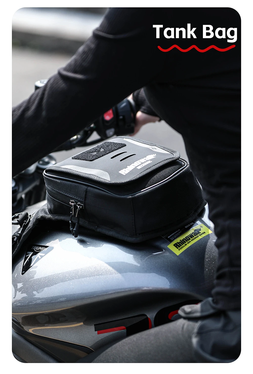 Rhinowalk Motorrad-Hüfttasche mit Drop-Bein, 2,4 l, mehrere Taschen, Motorrad-Tanktasche, nicht magnetische Riemeninstallation – Detail 9