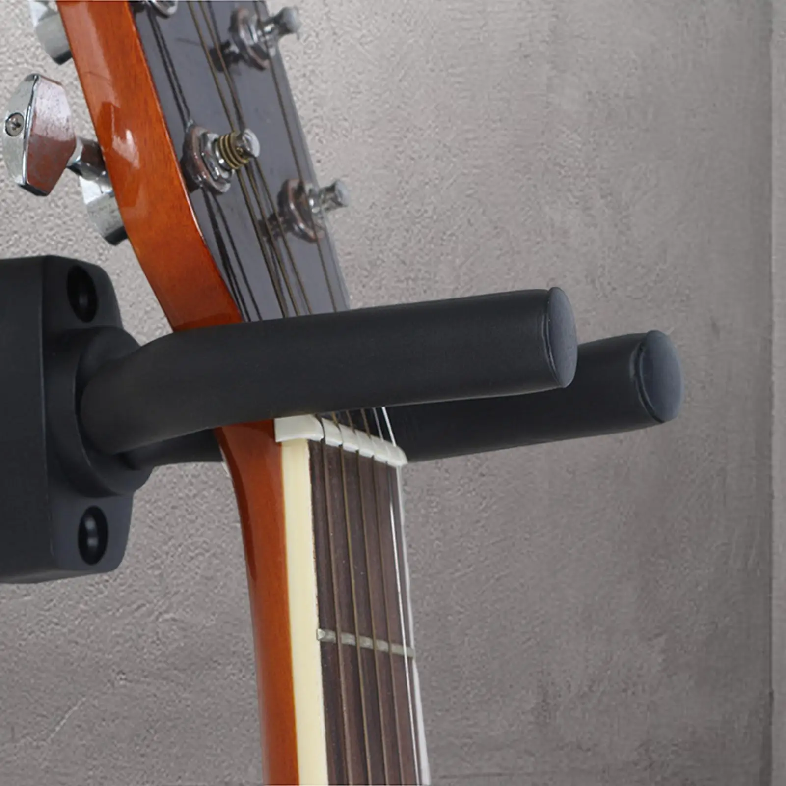 Heavy-Duty Black Guitar Wall Mount Space-Saving Stand For Acoustic & Electric Guitars, Easy Install, Sturdy Alloy