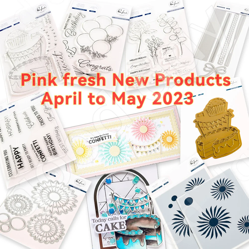 

2023 New Balloons Cakes Cutting Dies Stamps and Stencil Hot Foil Scrapbook Diary Decoration Embossing Template DIY Card Handmade