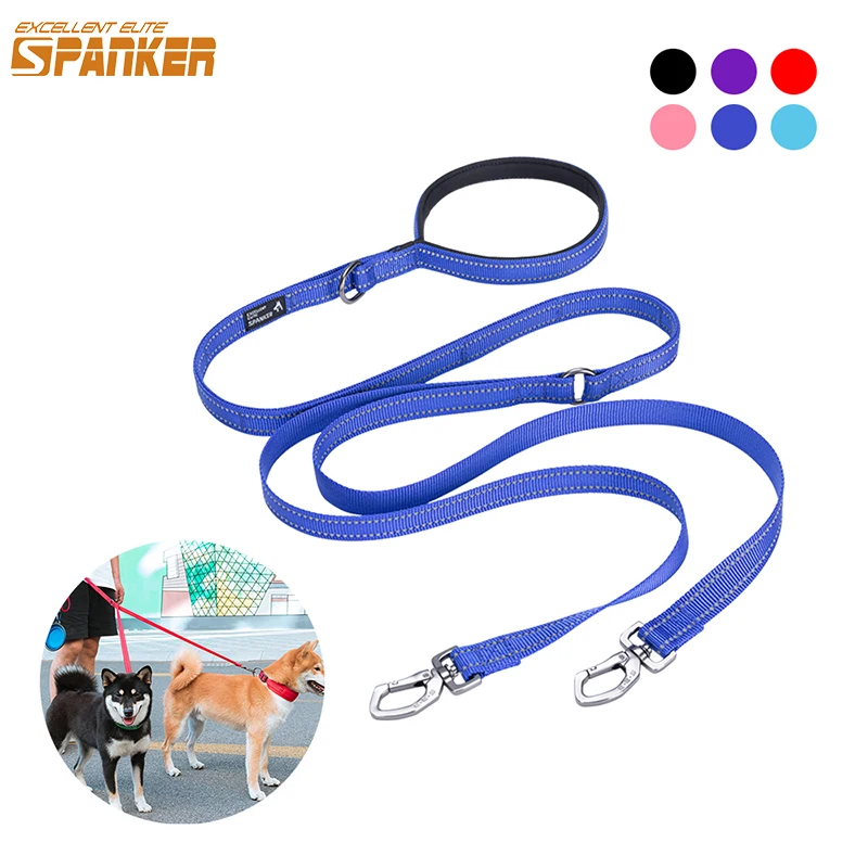 Double Dog Leash Pet Couple Walking Leads Traction Rope 2 Hook Dogs Leashes Adjustable with Handle Tied Dog Supplies