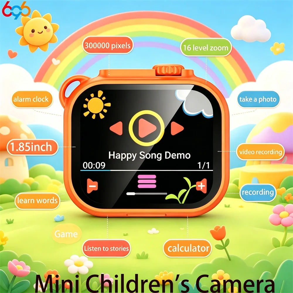 New Mini Children's Camera Take A Photo Video Recording Game Music Learn Words Listen To Stories Alarm Clock Kids Cute Camera