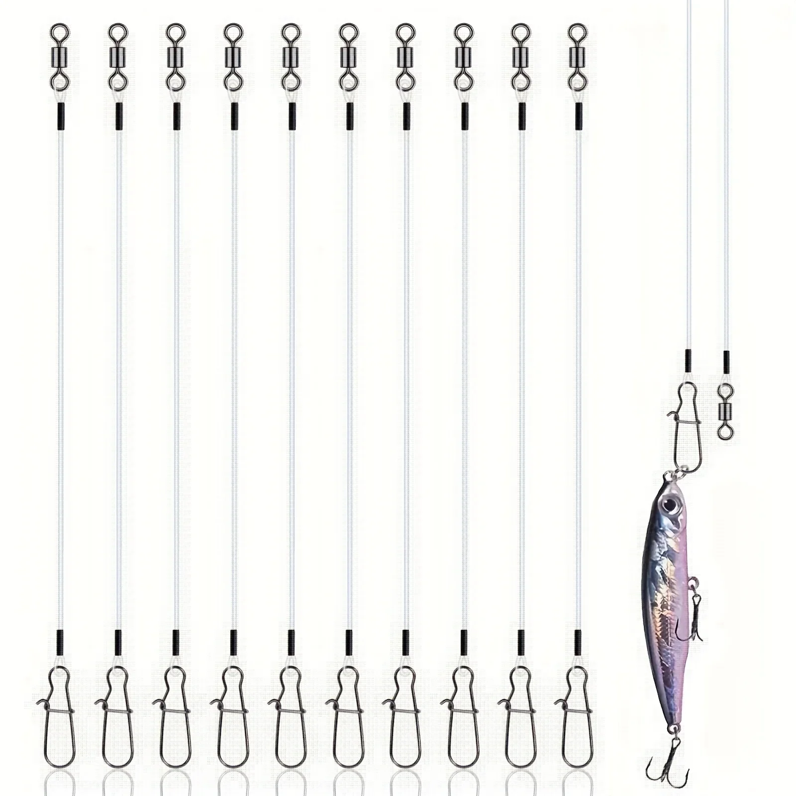 luorocarbon Fishing Leaders with Rolling Swivels and Quick Lock Snaps, High Speed Rotation