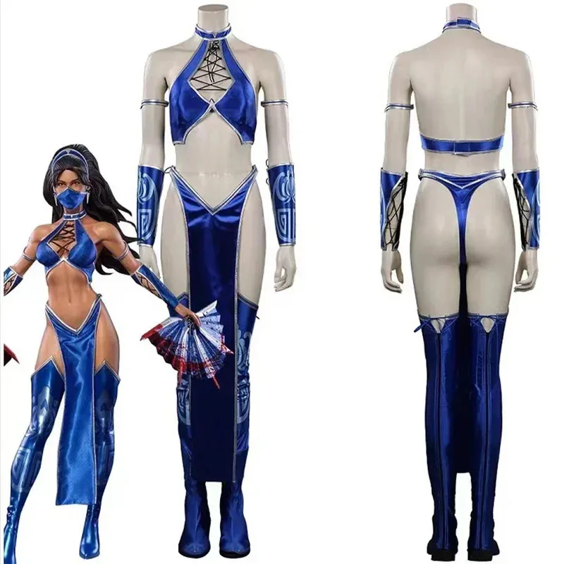 qq 123Kitana kostum cosplay mortal cos Kombat Disguise Halloween karnaval bagian setelan