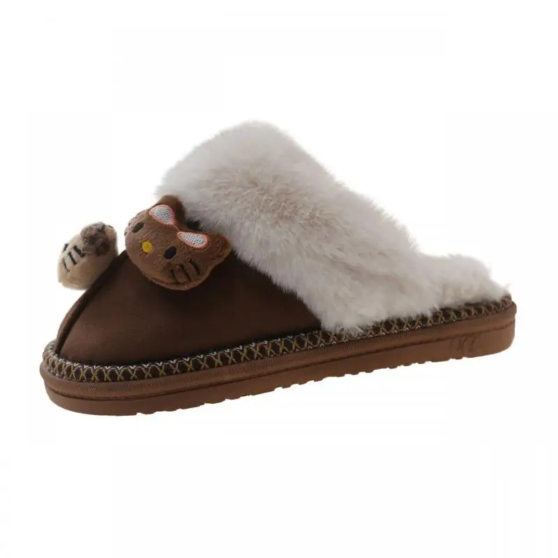 Kawaii Sanrio Hello Kitty Plush Doll Non-Slip Slippers Kawaii Warm Home Shoes Cute Outdoor Windproof and Cold-Proof Cotton Shoes