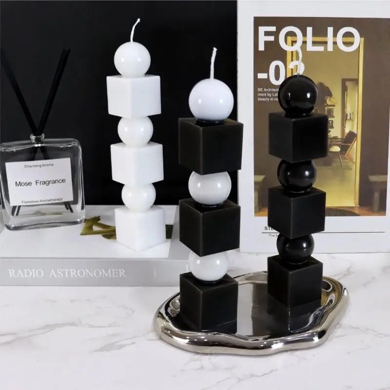 كرة مربعة مكدسة عمود قالب شمعة اكريليك ديي العفن اليدوية الروائح الجبس الأمريكية الحرف اليدوية ديي أداة صنع الشموع #2