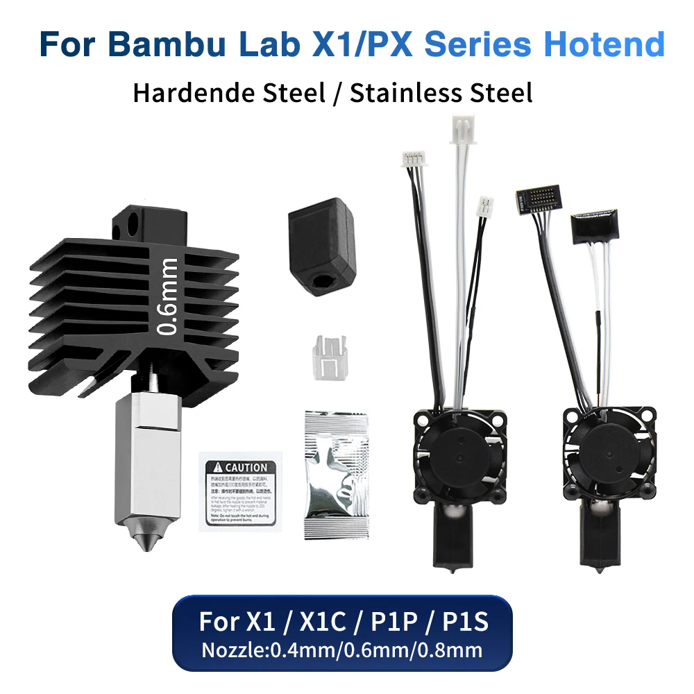 

Hotend For Bambu Lab p1p X1C P1S X1 P1P Upgrade Hot end Print Head 3D printing parts For bambulab Hardened steel Nozzle
