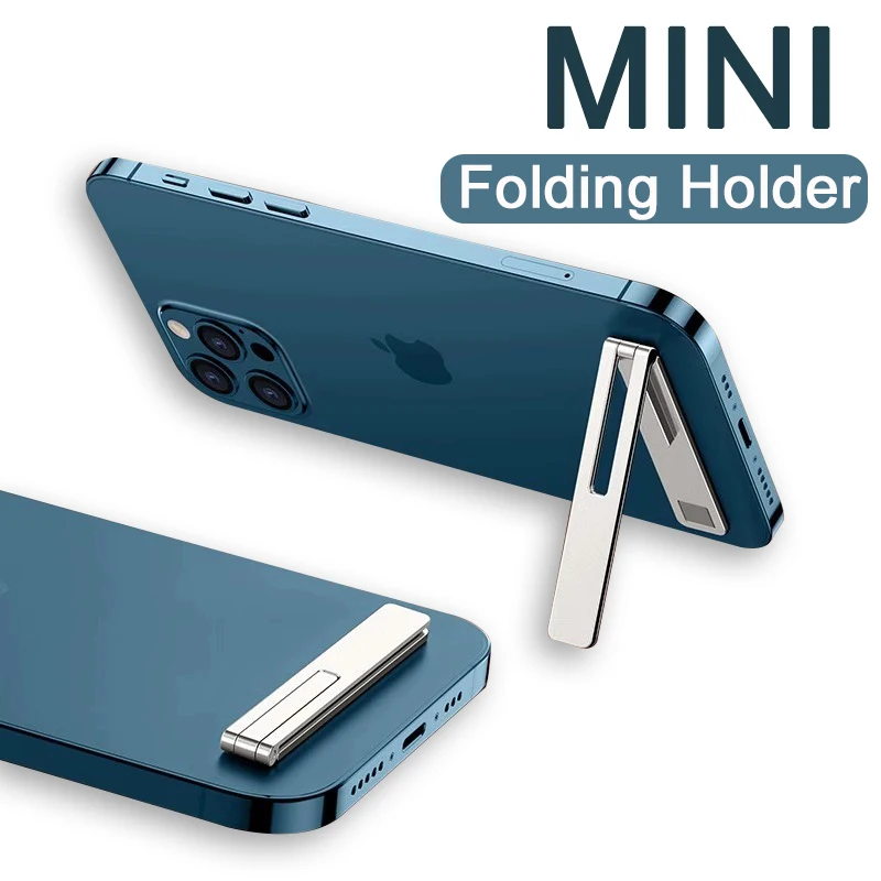 Luxury Ultra Thin Adjustable Phone Holder For iPhone Samsung Xiaomi Mini Folding Invisible Metal Desktop Stand Phone Accessories