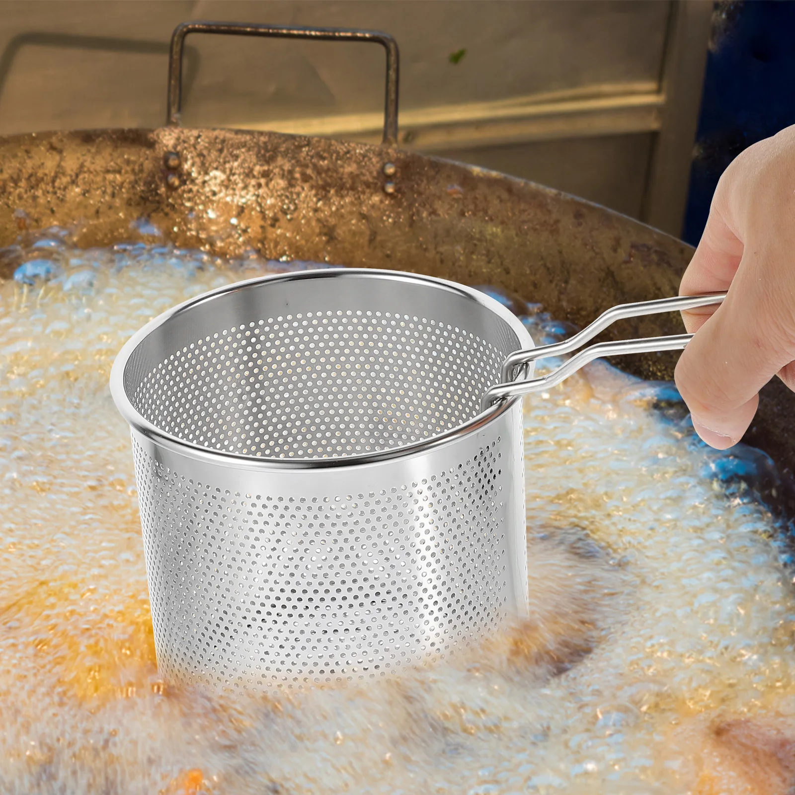 Mini Pan Deep Fryer Nonstick Metal Pot Food Fried Baskets Tempura Frying Pot Fry Basket Mini Frying Basket Deep