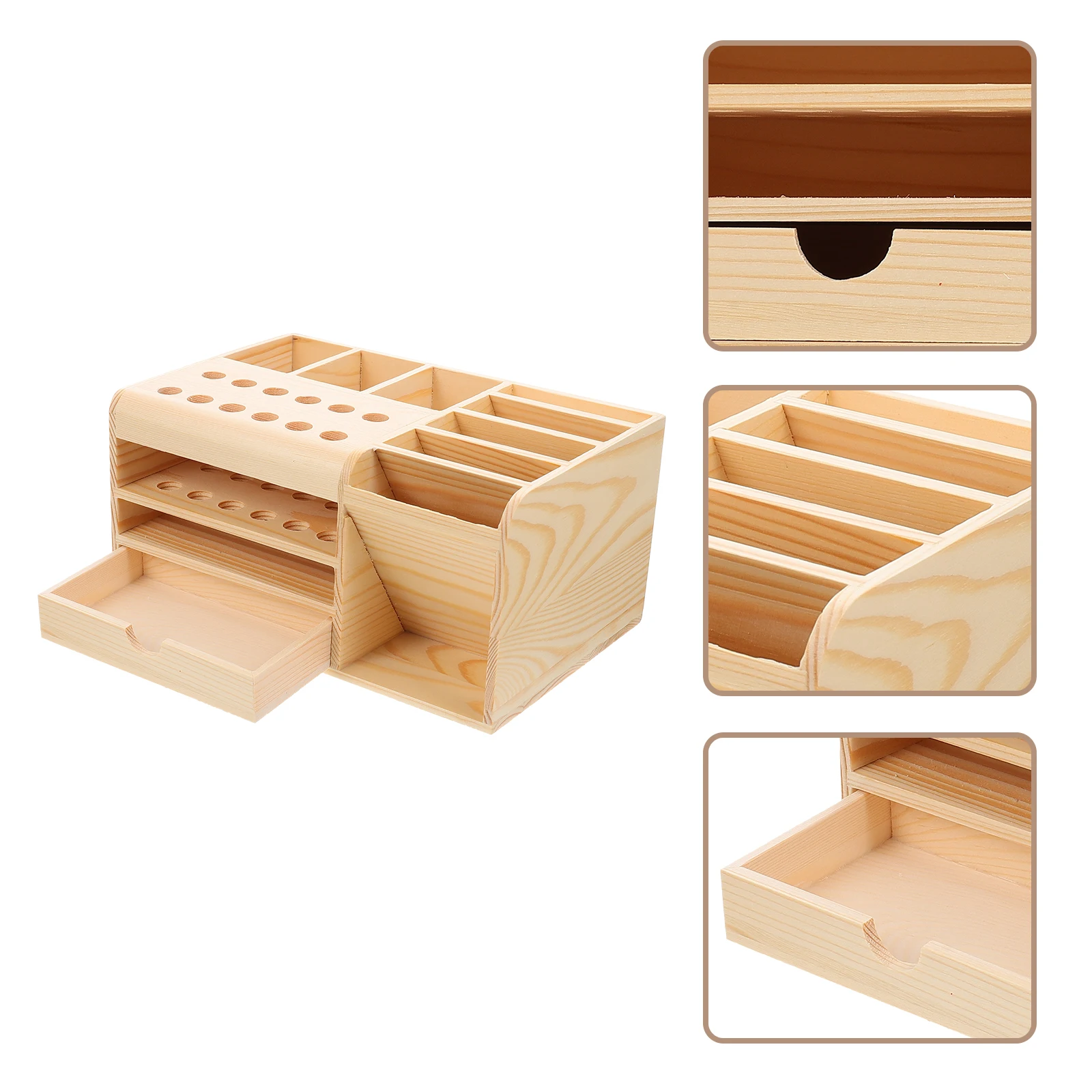 

Sturdy Multi-Grid Storage Box Remote Control Holder Stationery Organizer Desktop Sundries Container Home Office Decoration Beige