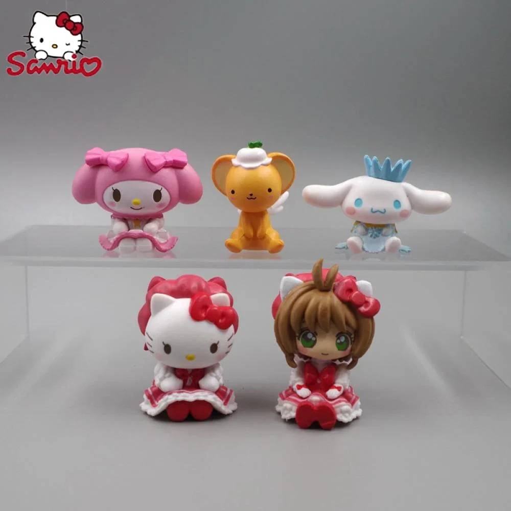 Kawaii 5Cm Figure Hello Kitty Sanrio Anime Card Captor Sakura Action Figures Japanese Material  Model Christmas Gifts Toys