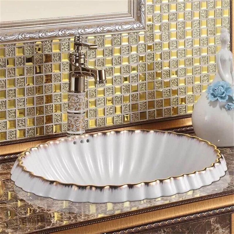 A Great discounts Taichung Basin Phnom Penh Oval Semi-embedded Washbasin Toilet Washbasin Sanitary Ware High-temperature Cera