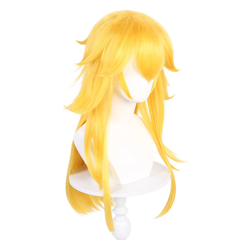Peruca cosplay Super Mario Princess Peach com couro cabeludo realista