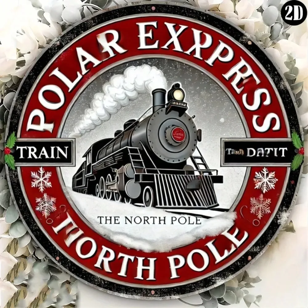 ديكور فني جداري معدني من Snowwonder Polar Express، هدية عيد الميلاد منقوشة برقائق معدنية لغرفة المعيشة المنزلية والمقهى #2