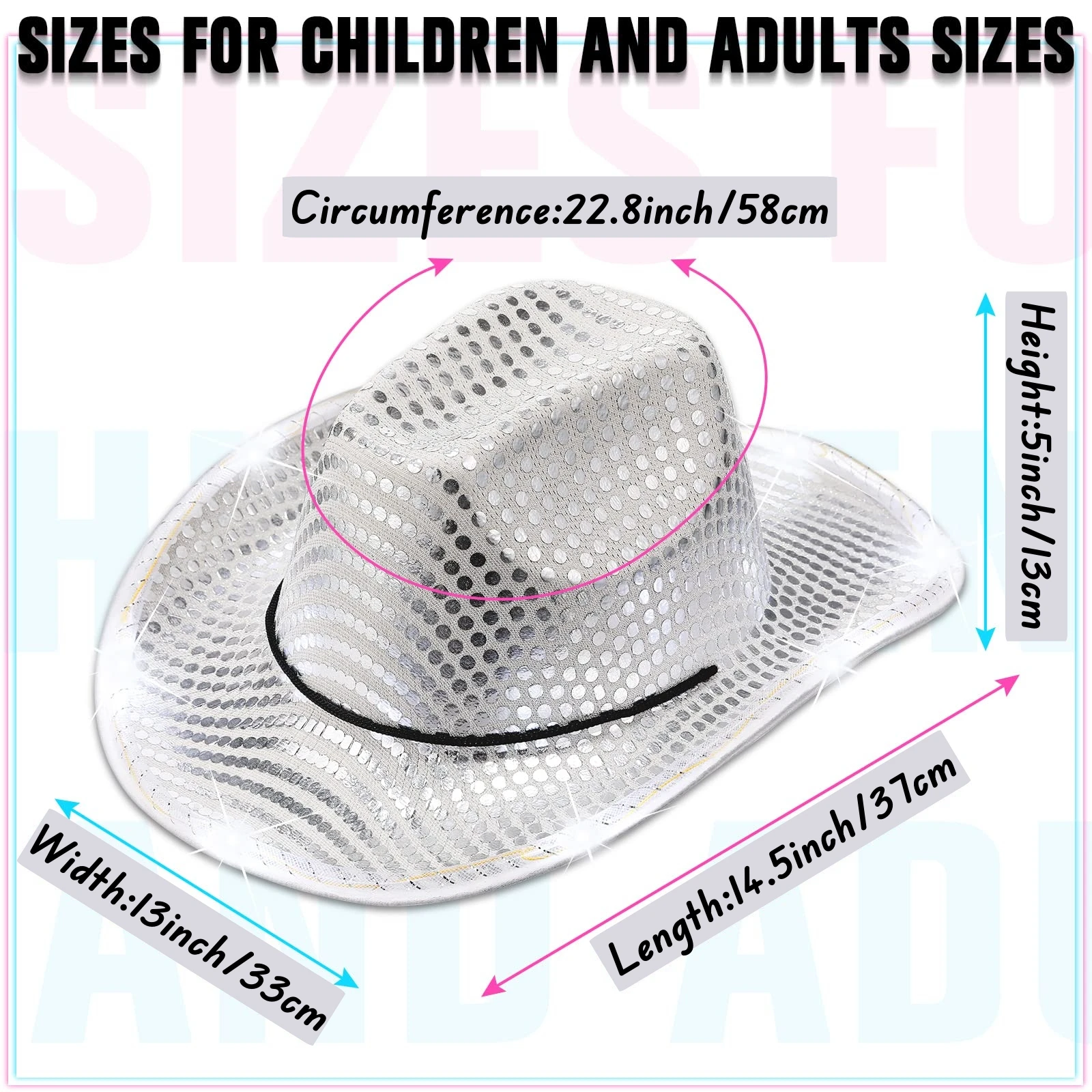 1282 10pcs Cowboy Hats Light Up Cowgirl Hat For Women Wedding A1icWib4eGL.jpg main image 3