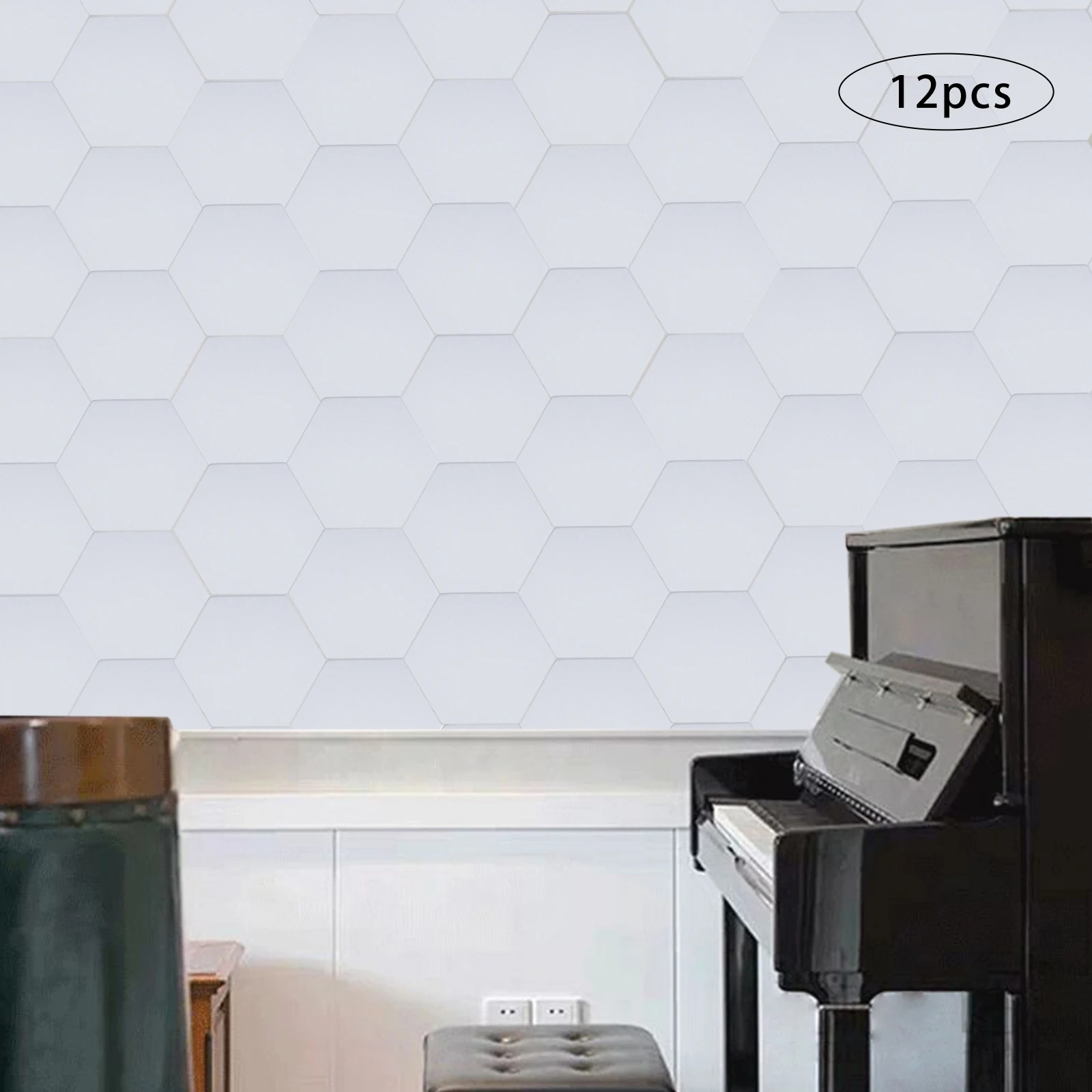 Imagen 5: Panel acústico de 12 Uds., 30x35CM, paneles de cuña hexagonales con cancelación de ruido para pared insonorizada para oficina en casa de 10,76 pies2