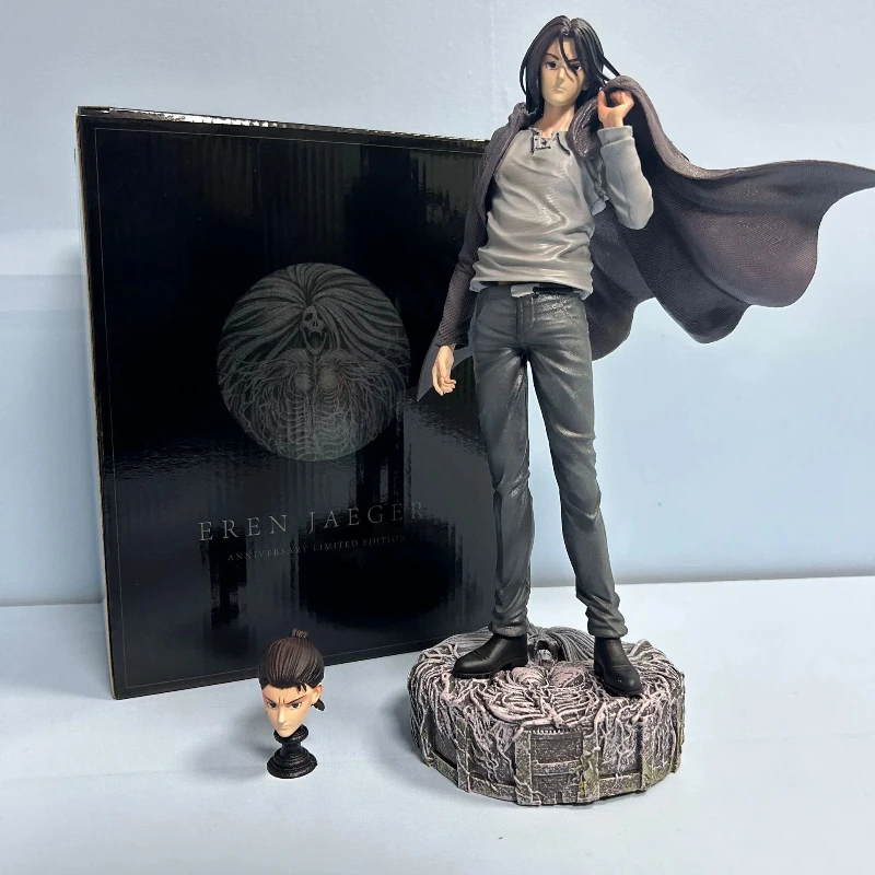 

New 30cm Attack On Titan Eren Jaeger Gk Figure Double Head Sculpture Boxed Anime Model For Collection Display Anime Gift Fans