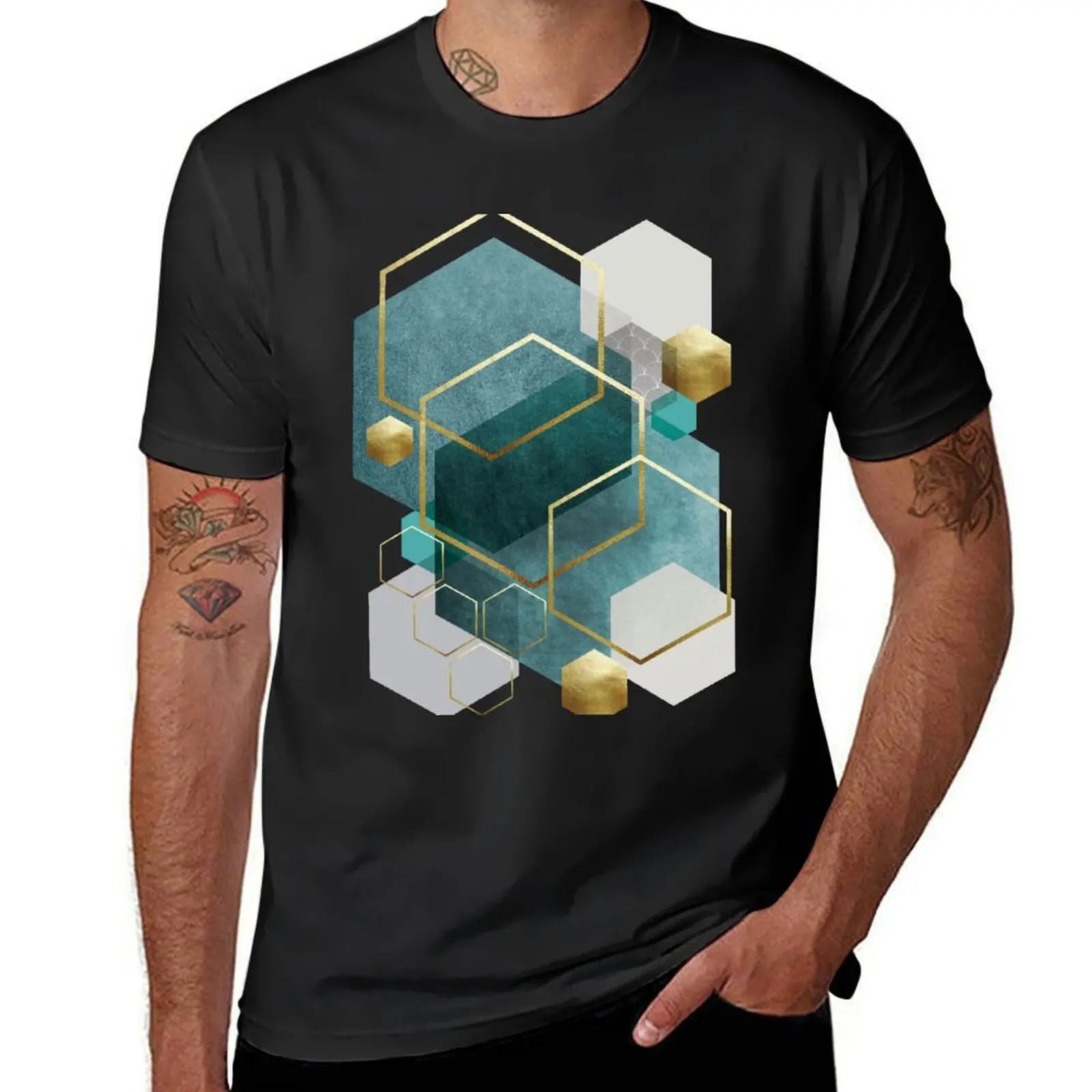 Hexagon Art T-Shirt customizeds customs sweat new edition workout shirts for men